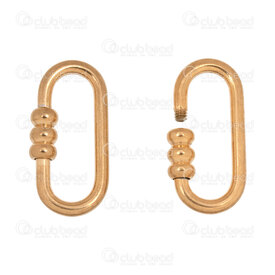 1720-2525-1-22FGL - Stainless Steel 304 Screw Carabiner Clasp Oval 22x11x2mm Triple Bead Screw with 1.5mm Opening Gold Plated 5pcs 1720-2525-1-22FGL,Findings,Clasps,Screwable,montreal, quebec, canada, beads, wholesale