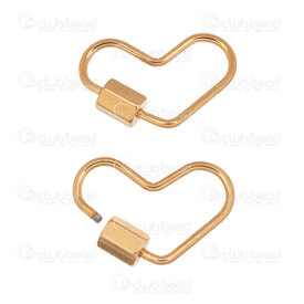 1720-2525-4-20HGL - Stainless Steel 304 Screw Carabiner Clasp Heart shape 13x20x1.2mm Hexagone Screw with 1.8mm Opening Gold Plated 5pcs 1720-2525-4-20HGL,Findings,Clasps,Screwable,montreal, quebec, canada, beads, wholesale
