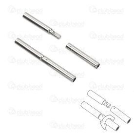 1720-2536-1.2 - Stainless Steel Plug In Clasp (Push and Twist) Inner Diameter 1.2mm 20x2mm Natural 4pcs 1720-2536-1.2,Findings,Clasps,For cords,montreal, quebec, canada, beads, wholesale