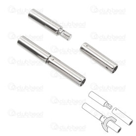 1720-2536-2.0 - Stainless Steel Plug In Clasp (Push and Twist) Inner Diameter 2mm 21x3mm Natural 4pcs 1720-2536-2.0,Stainless Steel Clasp,montreal, quebec, canada, beads, wholesale