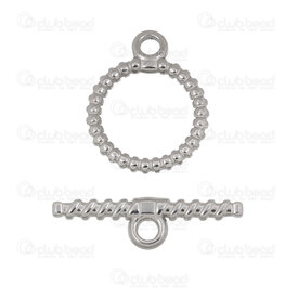 1720-2538-16D - Stainless Steel 304 Toggle Clasp Dot Design Ring 19.5x16x1.8mm Bar 24x2mm Natural 5 Set 1720-2538-16D,Findings,Clasps,montreal, quebec, canada, beads, wholesale