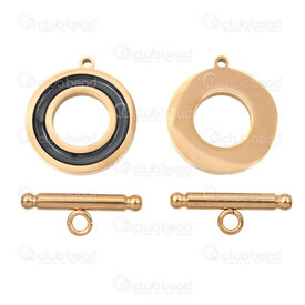 1720-2539-20BKGLL - Acier Inoxydable 304 Fermoir Cabillot Anneau Plat Email 22x20x2mm Barre 23x3mm Plaque Or-Noir 5 Ensembles 1720-2539-20BKGLL,Accessoires de finition,Fermoirs,Cabillots,montreal, quebec, canada, beads, wholesale