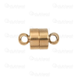 1720-2540-GL - Stainless Steel 304 Magnetic Clasp Cylinder 12x6mm with 1.5mm Loop Gold Plated 4pcs 1720-2540-GL,Findings,Clasps,montreal, quebec, canada, beads, wholesale