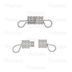 1720-2543-04 - Stainless Steel 304 Screw Clasp Cylinder 15x4mm with Loop Natural 10sets 1720-2543-04,montreal, quebec, canada, beads, wholesale