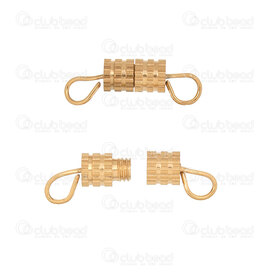 1720-2543-04GL - Stainless Steel 304 Screw Clasp Cylinder 15x4mm with Loop Gold Plated 10sets 1720-2543-04GL,montreal, quebec, canada, beads, wholesale