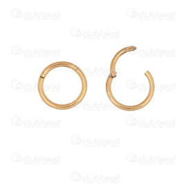 1720-2544-10GL - Stainless Steel 304 Clicker Clasp Round 10.5x1.2mm (Nose Piercing) Inner Diameter 8mm Gold Plated 10pcs 1720-2544-10GL,montreal, quebec, canada, beads, wholesale