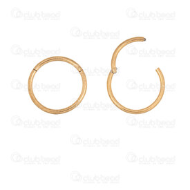 1720-2544-14GL - Stainless Steel 304 Clicker Clasp Round 14.5x1.2mm (Nose Piercing) Inner Diameter 12mm Gold Plated 10pcs 1720-2544-14GL,montreal, quebec, canada, beads, wholesale