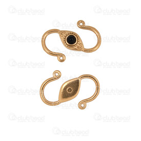1720-2549-2GL - Stainless Steel 304 Hook Clasp ''S'' shaped with Black Obsidian Stone Gold Plated 5pcs 1720-2549-2GL,montreal, quebec, canada, beads, wholesale
