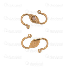 1720-2549-4GL - Stainless Steel 304 Hook Clasp ''S'' shaped with Opaline Stone Gold Plated 5pcs 1720-2549-4GL,C,montreal, quebec, canada, beads, wholesale