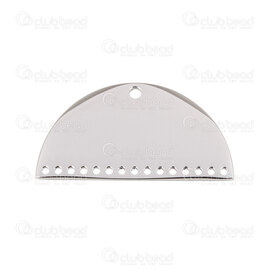 1720-2642 - Stainless Steel Multi-Row Connector (15 rows) 26.5x13x1mm Half Moon shape  0.8mm Rows Hole 1.5mm Top Hole Natural 4pcs 1720-2642,Findings,Connectors,montreal, quebec, canada, beads, wholesale