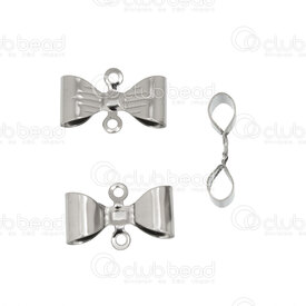 1720-2648 - Stainless Steel Link-Connector Bow Tie 7.5x11.5x5.5mm with 2 loop 1mm Natural 50pcs 1720-2648,montreal, quebec, canada, beads, wholesale