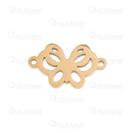 1720-2650-12GL - Animal Stainless Steel 304 Link Butterfly 10x17.5x1.2mm 1mm loop Gold Plated 4 pcs 1720-2650-12GL,montreal, quebec, canada, beads, wholesale