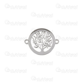 1720-2652-06 - Spiritual Stainless Steel Connector Tree of Life Thick Edge 15.5mm Round Natural 10pcs 1720-2652-06,round connector,montreal, quebec, canada, beads, wholesale