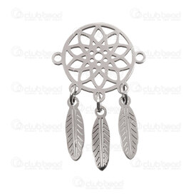 1720-2652-20 - Spiritual Stainless Steel Link Dream Catcher 29.5x17.5x1mm with 1mm Loop 3pcs Natural 1720-2652-20,1720-2652,montreal, quebec, canada, beads, wholesale