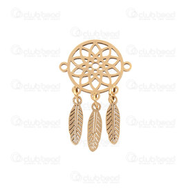 1720-2652-20GL - Spiritual Stainless Steel Link Dream Catcher 29.5x17.5x1mm with 1mm Loop Gold Plated 3pcs 1720-2652-20GL,Findings,Stainless Steel,montreal, quebec, canada, beads, wholesale