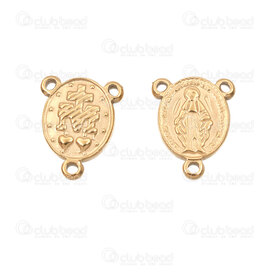 1720-2652-236GL - Spirituel Acier Inoxydable 304 Lien-Connecteur Vierge Marie 14x11.5x2.5mm 3 Boucle Plaque Or 5pcs 1720-2652-236GL,800,montreal, quebec, canada, beads, wholesale