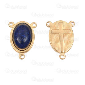 1720-2652-252GL - Spiritual Stainless Steel 304 Connector Medallion 21.5x16x6.5mm with Lapis Lazuli Quartz Stone and 3 Loop Gold Plated 5pcs 1720-2652-252GL,Findings,montreal, quebec, canada, beads, wholesale