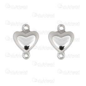 1720-2654-02 - DISC Heart Stainless steel link heart shape 7.5x9mm with 2 loops Natural 10pcs 1720-2654-02,Findings,Stainless Steel,montreal, quebec, canada, beads, wholesale