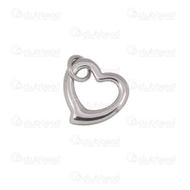 1720-2654-04 - Heart Stainless steel Heart Link 14.5x14.5x2mm with 4mm Ring High Quality Polish Natural 10pcs 1720-2654-04,Anneaux en metal,montreal, quebec, canada, beads, wholesale