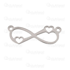 1720-2654-06 - Stainless Steel 304 Link-Connector Heart Infinity with Heart 27x9x1.2mm Natural 1.2mm Loop 4pcs 1720-2654-06,1720-,Stainless Steel 304,Link-Connector,Heart,Infinity with Heart,27x9x1.2mm,Grey,Natural,Metal,1.2mm Loop,10pcs,China,montreal, quebec, canada, beads, wholesale