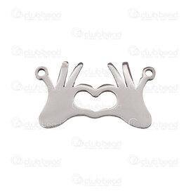 1720-2654-08 - Stainless Steel 304 Link-Connector Heart shape Hands 21x12x1mm Natural 1mm Loop 10pcs 1720-2654-08,boucles,Link-Connector,Stainless Steel 304,Link-Connector,Heart shape Hands,21x12x1mm,Grey,Natural,Metal,1mm Loop,10pcs,China,montreal, quebec, canada, beads, wholesale