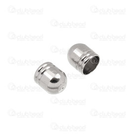 1720-2660-06 - Stainless Steel Cord End for 6mm Round Cord 8x7mm Lined Design 0.8mm hole Natural 20pcs 1720-2660-06,Findings,Stainless Steel,montreal, quebec, canada, beads, wholesale
