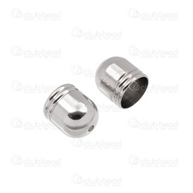 1720-2660-08 - Stainless Steel Cord End for 8mm Round Cord 10x9mm Lined Design 1.5mm hole Natural 10pcs 1720-2660-08,Findings,montreal, quebec, canada, beads, wholesale