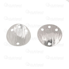 1720-2672 - Stainless Steel Link Plate Round 15x15.5x1mm Curved with Lined Design and 4 holes 1.5mm Natural 20pcs 1720-2672,Links connectors,Metal,montreal, quebec, canada, beads, wholesale