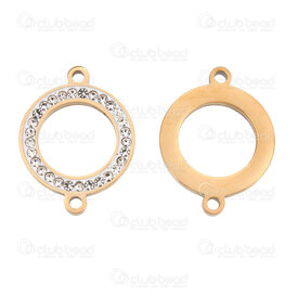 1720-2674-GL - Acier Inoxydable Lien Cercle 21x16x2mm avec Pierre du Rhin Cristal Diametre Interieur 10.5mm 2 Boucle Plaque Or 5pcs China 1720-2674-GL,montreal, quebec, canada, beads, wholesale