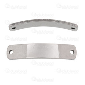 1720-2682 - Stainless Steel 304 Link-Connector Rectangle Curve Plate 34.5x5.5x1.2mm Plain 2 Hole 2mm Natural 10pcs 1720-2682,pendentifs metal plaque,montreal, quebec, canada, beads, wholesale
