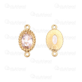 1720-2686-02GL - Acier Inoxydable 304 Lien Oval 12x6.5x3mm avec Pierre du Rhin Rosaline Motif Contour Point avec 2 Boucle Plaque Or 10pcs 1720-2686-02GL,Liens connecteurs,Métal,montreal, quebec, canada, beads, wholesale