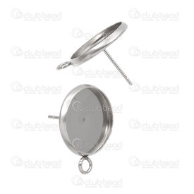 1720-2707-14 - Stainless Steel 304 Bezel Cup Stud Earring Round 14mm Natural With Loop 10pcs 1720-2707-14,Findings,Bezel - Cabochon Settings,14MM,Stainless Steel 304,Bezel Cup Stud Earring,Round,14MM,Grey,Natural,Metal,With Loop,10pcs,China,montreal, quebec, canada, beads, wholesale