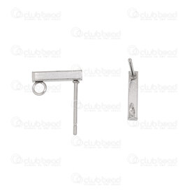 1720-2712-10 - Stainless Steel 304 Earring Stud 2x10mm Rectangle Natural With Loop 20pcs 1720-2712-10,Findings,20pcs,Stainless Steel 304,Earring Stud,Rectangle,2X10MM,Grey,Natural,Metal,With Loop,20pcs,China,montreal, quebec, canada, beads, wholesale