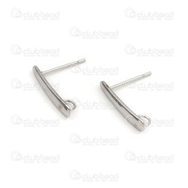 1720-2712 - Stainless Steel 316 Earring Stud 3x15mm Rectangle Natural With Loop 20pcs 1720-2712,Findings,Earrings,Stainless Steel 316,Stainless Steel 316,Earring Stud,Rectangle,3X15MM,Grey,Natural,Metal,With Loop,20pcs,China,montreal, quebec, canada, beads, wholesale
