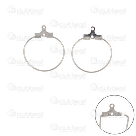 1720-2716-20 - Stainless steel hanger hook 20mm round wire 0.8mm for earring or pendant Natural 20pcs 1720-2716-20,1720-271,montreal, quebec, canada, beads, wholesale