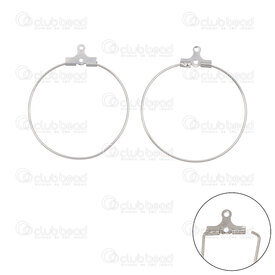 1720-2716-30 - Stainless steel hanger hook 30mm round wire 0.8mm for earring or pendant Natural 20pcs 1720-2716-30,Findings,Earrings,montreal, quebec, canada, beads, wholesale