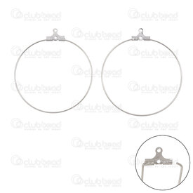 1720-2716-40 - Stainless steel hanger hook 40mm round wire 0.8mm for earring or pendant Natural 20pcs 1720-2716-40,Findings,Stainless Steel,montreal, quebec, canada, beads, wholesale