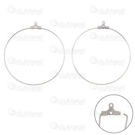 1720-2716-50 - Stainless steel hanger hook 50mm round wire 0.8mm for earring or pendant Natural 20pcs 1720-2716-50,1720-,montreal, quebec, canada, beads, wholesale