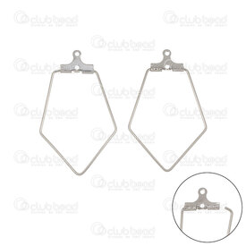 1720-2717-30 - Stainless steel hanger hook 30x22mm diamond shape wire 0.8mm for earring or pendant Natural 20pcs 1720-2717-30,Findings,Stainless Steel,montreal, quebec, canada, beads, wholesale