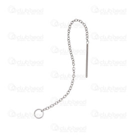 1720-2719-1562 - Stainless Steel 304 Earring Stud 15x0.8mm with Chain 62x1.2mm With Chain Natural 4mm Ring 20pcs 1720-2719-1562,Findings,Earrings,Stainless steel,montreal, quebec, canada, beads, wholesale