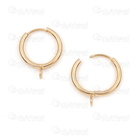 1720-2720-H16GL - Acier Inoxydable 304 Boucle d'Oreille Anneau a Levier Rond 13x4mm avec Boucle 2.5mm Plaque Or 10pcs (5paires) 1720-2720-H16GL,Accessoires de finition,Boucles d'oreilles,montreal, quebec, canada, beads, wholesale