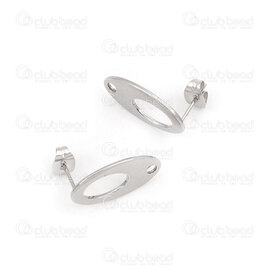1720-2724-2 - Stainless steel Earring Oval with butterfly clutch 18.5x9.5x1.2mm with 1.5mm hole Natural 20pcs 1720-2724-2,Findings,montreal, quebec, canada, beads, wholesale