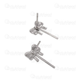 1720-2728 - Stainless Steel Earring with Ribbon Bow 14.5x8.5mm Stud 12x0.8mm Natural 50pcs 1720-2728,Findings,Stainless Steel,montreal, quebec, canada, beads, wholesale