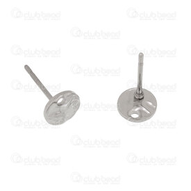 1720-2755-206 - Stainless Steel Earring Stud with 6mm Round Hammered Plate and 1.5mm hole Natural 50pcs 1720-2755-206,Findings,Earrings,Stainless steel,montreal, quebec, canada, beads, wholesale