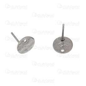 1720-2755-208 - Stainless Steel Earring Stud with 8mm Round Hammered Plate and 1.5mm hole Natural 50pcs 1720-2755-208,Findings,Earrings,montreal, quebec, canada, beads, wholesale