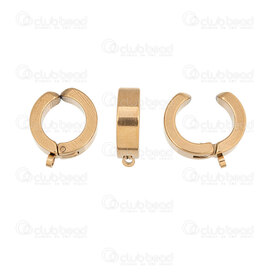 1720-2764-GL - Acier Inoxydable 304 Pince a Oreille Anneau 13x4mm avec Boucle Plaque Or 10pcs (5paires) 1720-2764-GL,Accessoires de finition,Boucles d'oreilles,montreal, quebec, canada, beads, wholesale
