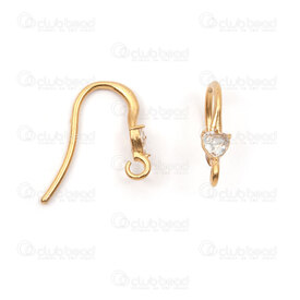 1720-2765-2GL - Acier Inoxydable 304 Boucle d'Oreille Crochet 14x13x1mm avec Pierre du Rhin Cristal Cœur et Boucle Plaque Or 10pcs 1720-2765-2GL,Rhin,montreal, quebec, canada, beads, wholesale