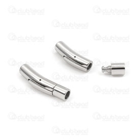 1720-2803-04 - stainless steel mechanical secured clasp for 4mm cord 30x5.5mm natural 1pc 1720-2803-04,Findings,Clasps,Clip clasps,montreal, quebec, canada, beads, wholesale