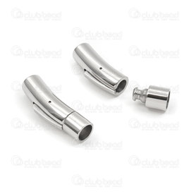 1720-2803-06 - stainless steel mechanical secured clasp for 6mm cord 30.5x7.5mm natural 1pc 1720-2803-06,Findings,Clasps,Mechanical,montreal, quebec, canada, beads, wholesale