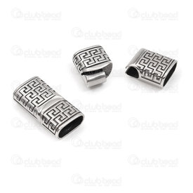 1720-2806 - Stainless Steel 304 Magnetic Clasp For Flat Cord 5x10.5mm 13x25mm With Greek Key Design Natural 1pc 1720-2806,Findings,1pc,Stainless Steel 304,Magnetic Clasp,For Flat Cord 5x10.5mm,With Greek Key Design,13x25mm,Grey,Natural,Metal,1pc,China,montreal, quebec, canada, beads, wholesale